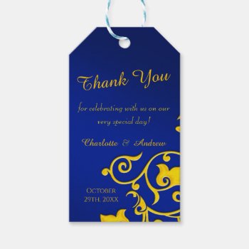 Royal Blue And Gold Thank You Gift Tags by capturedbyKC at Zazzle