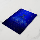 Royal Blue And Gold Themed Quinceanera Real Foil Invitation (Rotated)