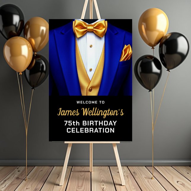 Royal Blue and Gold Tuxedo Birthday Event Foam Board (Creator Uploaded)