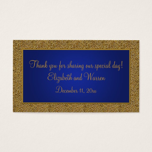 Royal Blue and Gold Wedding Favor Tag (Front)
