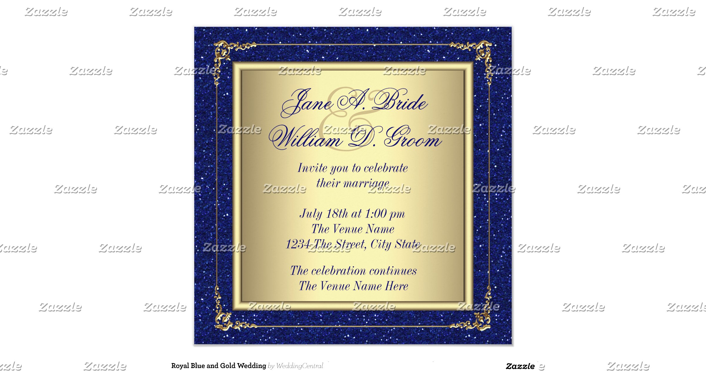 Royal Blue And Gold Wedding Invitations 7