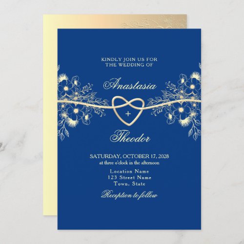 Royal Blue and Gold Wedding Invitation