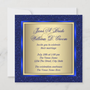 Royal Blue and Gold Wedding Invitation