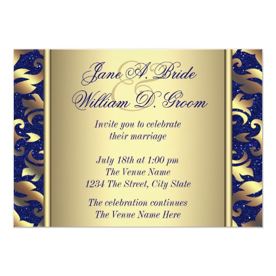 Royal Blue and Gold Wedding Invitation | Zazzle.com