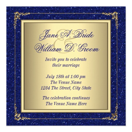 Royal Blue And Gold Wedding Invitations 5