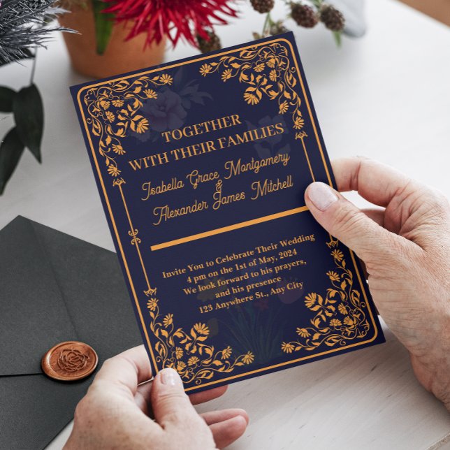 Royal Blue and Gold Wedding Invitations (funny wedding gift, terracotta wedding invitations, Invite Template Set, funny wedding invitations w)