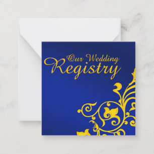 Royal Blue and Gold Wedding Registry Note Card