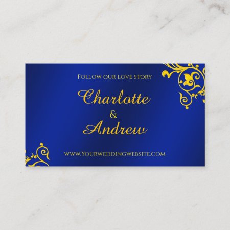 Royal Blue And Gold Wedding Website Enclosure Card