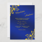 Royal Blue and Golden Yellow Floral Wedding Invitation (Front)