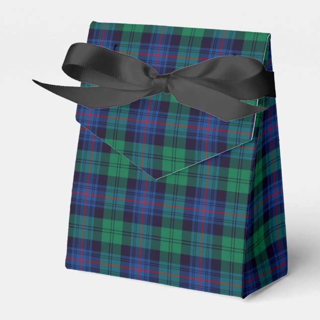 Royal Blue and Green Armstrong Tartan Favor Boxes (Front Side)