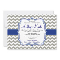 Royal Blue and Grey Chevron Invitaiton Invitation