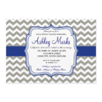 Royal Blue and Grey Chevron Invitaiton Invitation