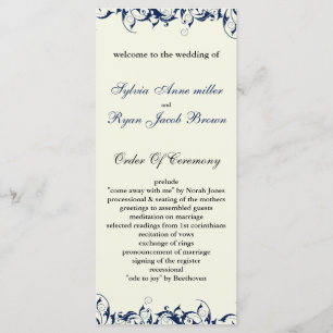 royal blue and ivory Wedding program