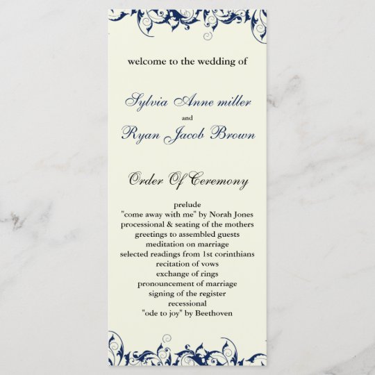 Royal Blue And Ivory Wedding Program Zazzle Com