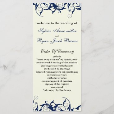 royal blue and ivory Wedding program