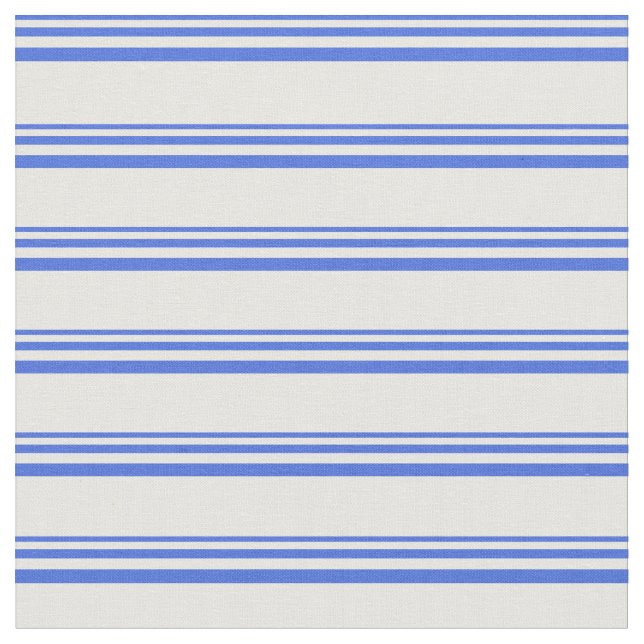 Royal Blue and Mint Cream Lined/Striped Pattern Fabric (Close Up)