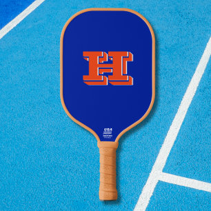 Royal Blue and Orange Collegiate Color Monogram Pickleball Paddle