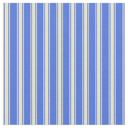 Royal Blue and Pale Goldenrod Stripes Fabric