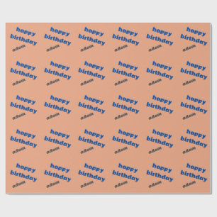Royal blue and peach happy birthday wrapping paper