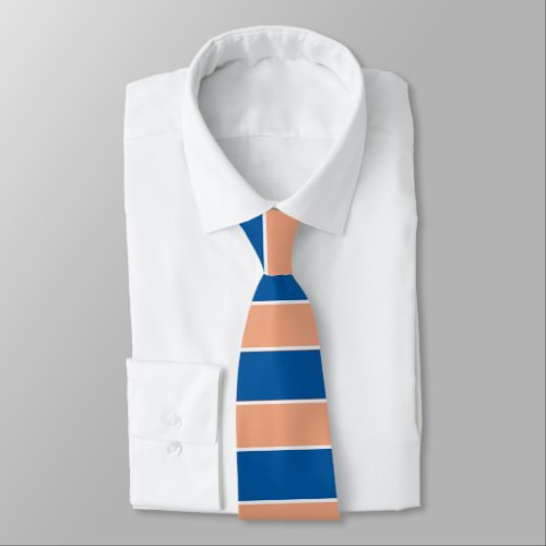 Royal Blue and Peach Horizontal Stripes Neck Tie