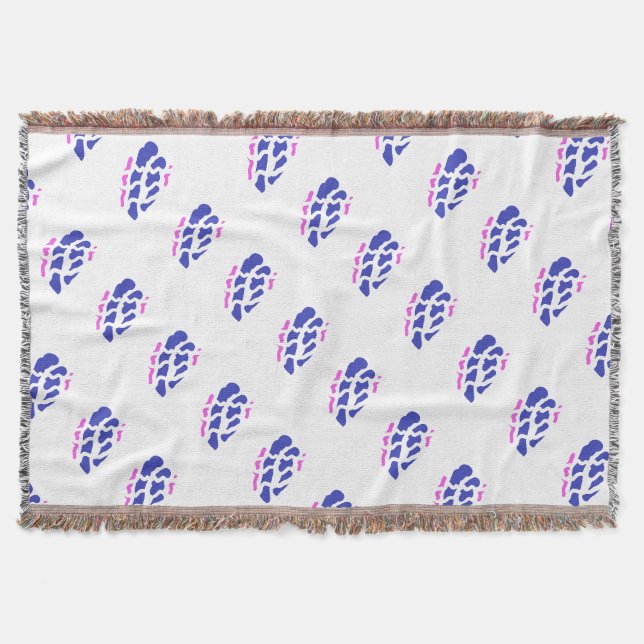 Royal blue and pink patterns  throw blanket (Front)