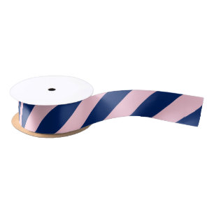 Royal Blue and Pink Stripes Satin Ribbon