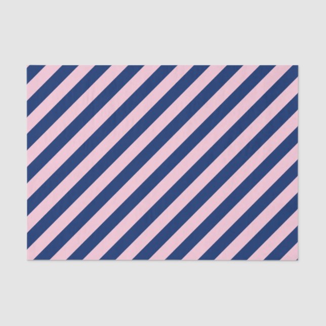 Royal Blue and Pink Stripes Tissue Paper (Front)