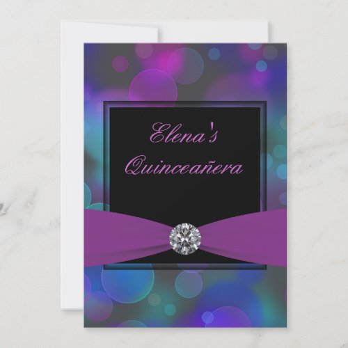 Royal Blue and Purple Quinceanera Custom Announcement