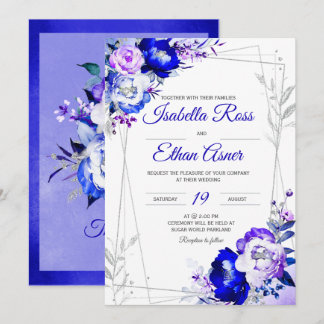 Royal Blue and Purple Wedding Theme Invitation