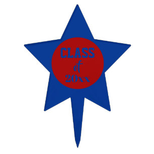 Royal Blue and Red School Colors and Class Year Cake Topper