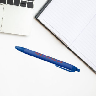 Royal Blue and Red School Colors and Name Pen