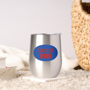Royal Blue and Red School Colors Class Year Thermal Wine Tumbler