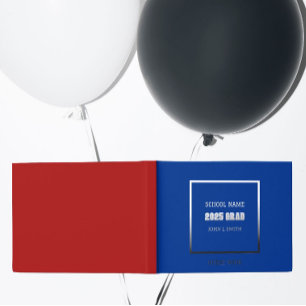 Royal Blue and Red School Colors Graduation Foil Guest Book