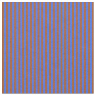 Royal Blue and Sienna Colored Lines Fabric