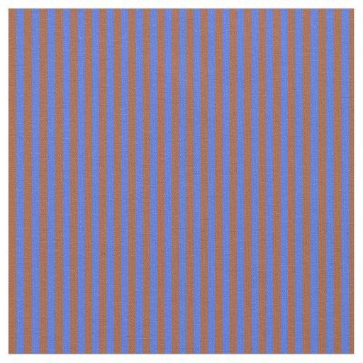Royal Blue and Sienna Colored Lines Fabric