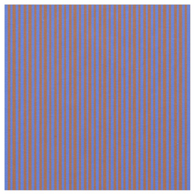 Royal Blue and Sienna Stripes/Lines Pattern Fabric (Close Up)