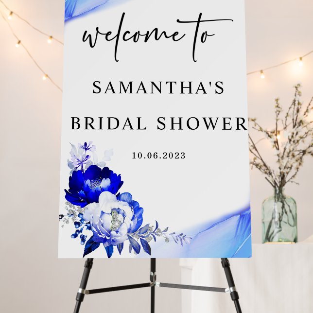 Royal Blue and Silver Bridal Shower  Foam Board (In Situ (Stand))
