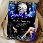 Royal Blue and Silver Disco Sneaker Ball Birthday Invitation<br><div class="desc">Royal Blue and Silver Disco Sneaker Ball Birthday</div>
