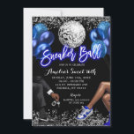 Royal Blue and Silver Disco Sneaker Ball Birthday Invitation<br><div class="desc">Royal Blue and Silver Disco Sneaker Ball Birthday</div>