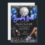 Royal Blue and Silver Disco Sneaker Ball Birthday Invitation<br><div class="desc">Royal Blue and Silver Disco Sneaker Ball Birthday</div>