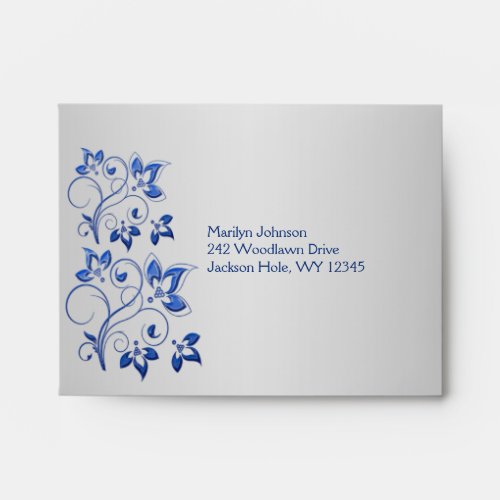 Royal Blue and Silver Envelope for RSVP Card