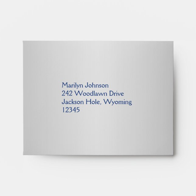 Royal Blue and Silver Envelope for RSVP Card (Front)