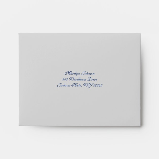 Royal Blue and Silver Envelope for RSVP Card (Front)