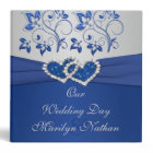 Royal Blue and Silver Floral Joined Hearts Binder