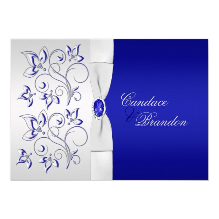 Royal Blue And Silver Floral Wedding Invitation Zazzle Royal Blue And Silver Wedding Invitation Templates