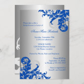 Royal Blue and Silver Flourish Bridal Shower Invitation (Front/Back)