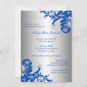 Royal Blue and Silver Flourish Bridal Shower Invitation (Front)