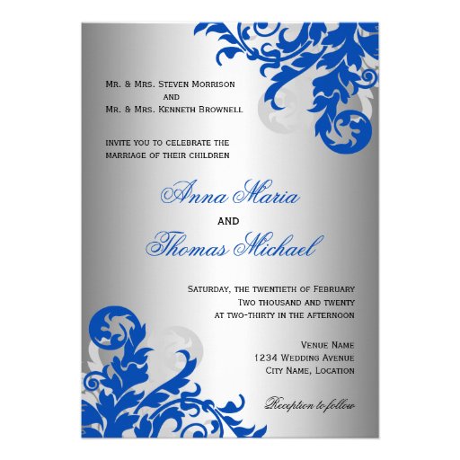 Royal Blue And Silver Wedding Invitations 6