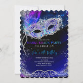 Royal Blue and Silver for Masquerade Party Invitation (Front)