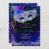 Royal Blue and Silver for Masquerade Party Invitation (Front/Back)